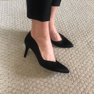 Stuart Weitzman Black Satin Pumps
